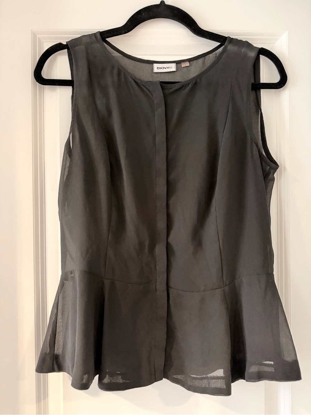 DKNYC Black Sleeveless Peplum Top with Cami